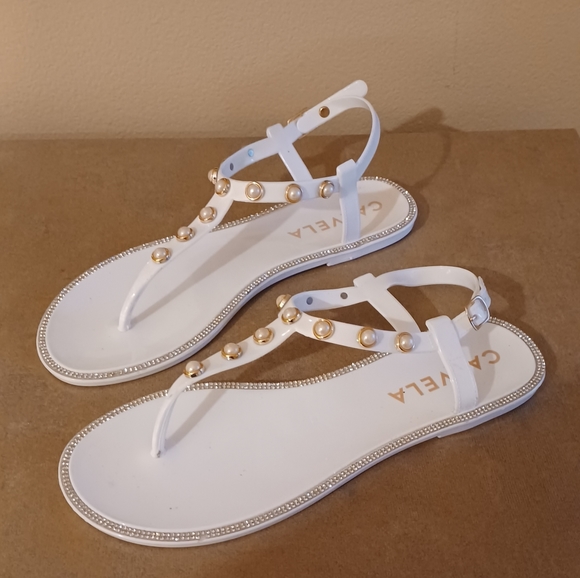 Carvela Kurt Geiger Pearl Jeweled & Rhinestones Flip Flop Sandals Size EU 40 - Picture 4 of 14